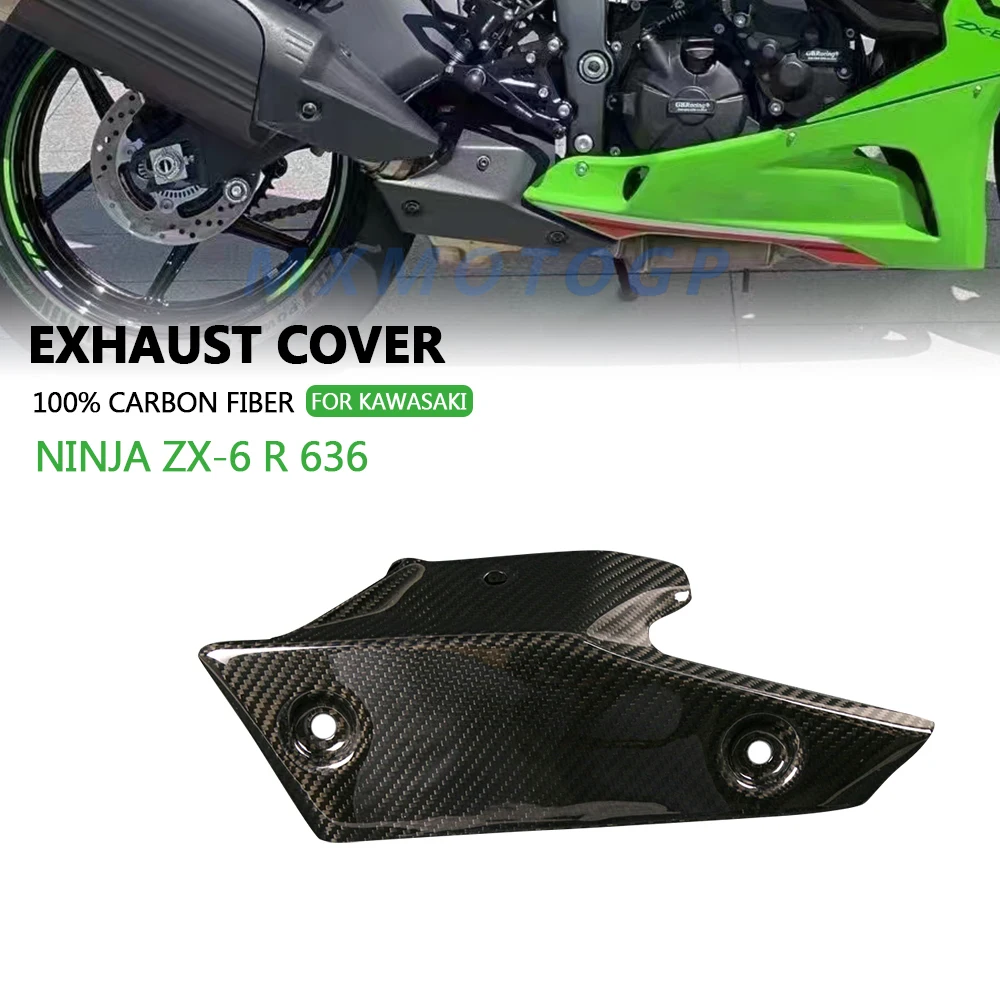 

For KAWASAKI NINJA ZX-6 R 636 ZX6R 636 100% Carbon Fiber Exhaust Cover Fairing 2019 2020 - 2024 2025 Motorcycle Accessories