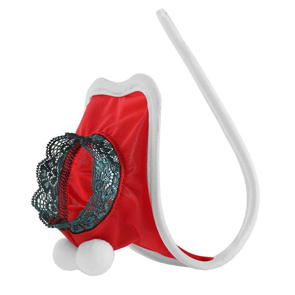 

Mens Sexy Lingerie Christmas Underwear Quick Dry Briefs C-strings Thongs Cock Open Panties Erotic Underpants T-Back Trunks