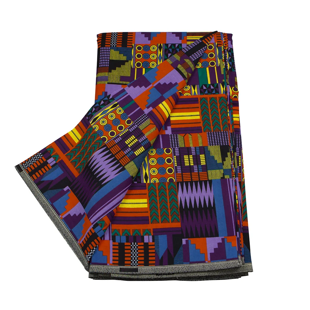 XIAOHUAGUA African Fabric Kente Pattern 100% Cotton Material Women Dress Sewing Cloth