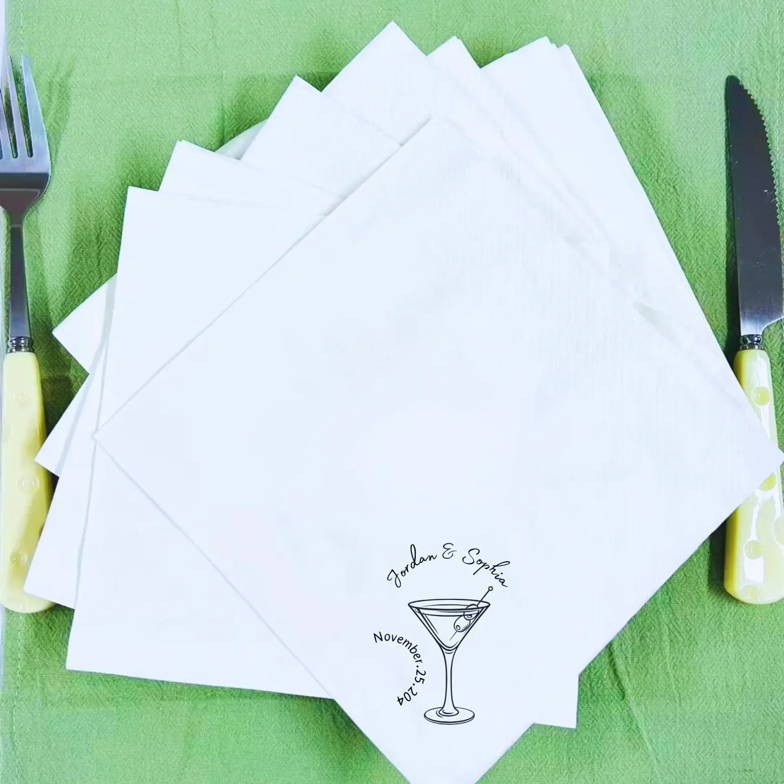 Hand Drawn Doodle, Custom Wedding Napkins, Wedding Favors, Elegant Modern Cocktail, Custom Cocktail Napkins, Anniversary, Engage