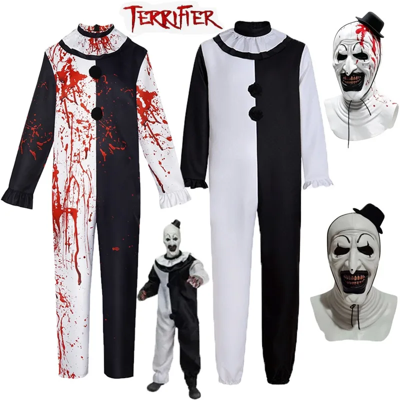 Terrifier 2 Art The Clown Cosplay Costume Movie Terrifierr 2 Bloody Jumpsuit Halloween Carnival Party Suit
