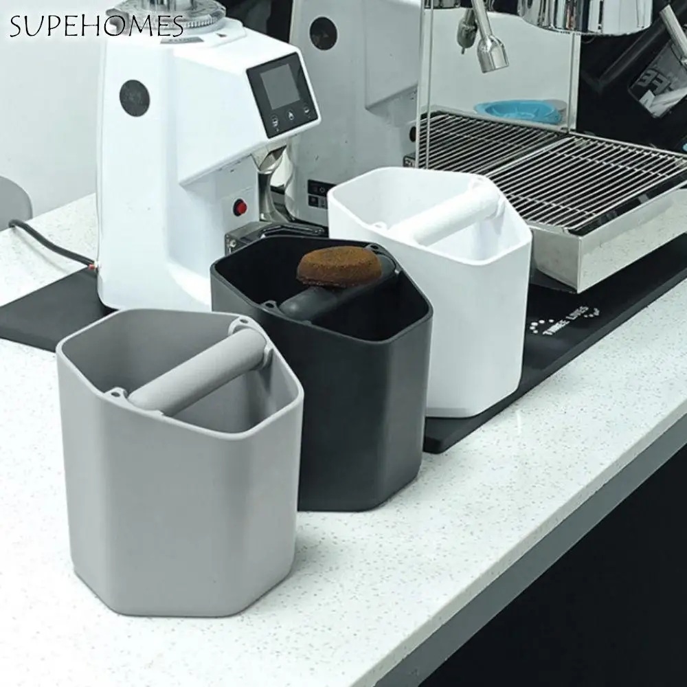 

Rubber Handle Hexagonal Coffee Knock Box Large Capacity Nonslip Base Coffee Dreg Bucket Plastic Silent Coffee Grounds Bucket Bar