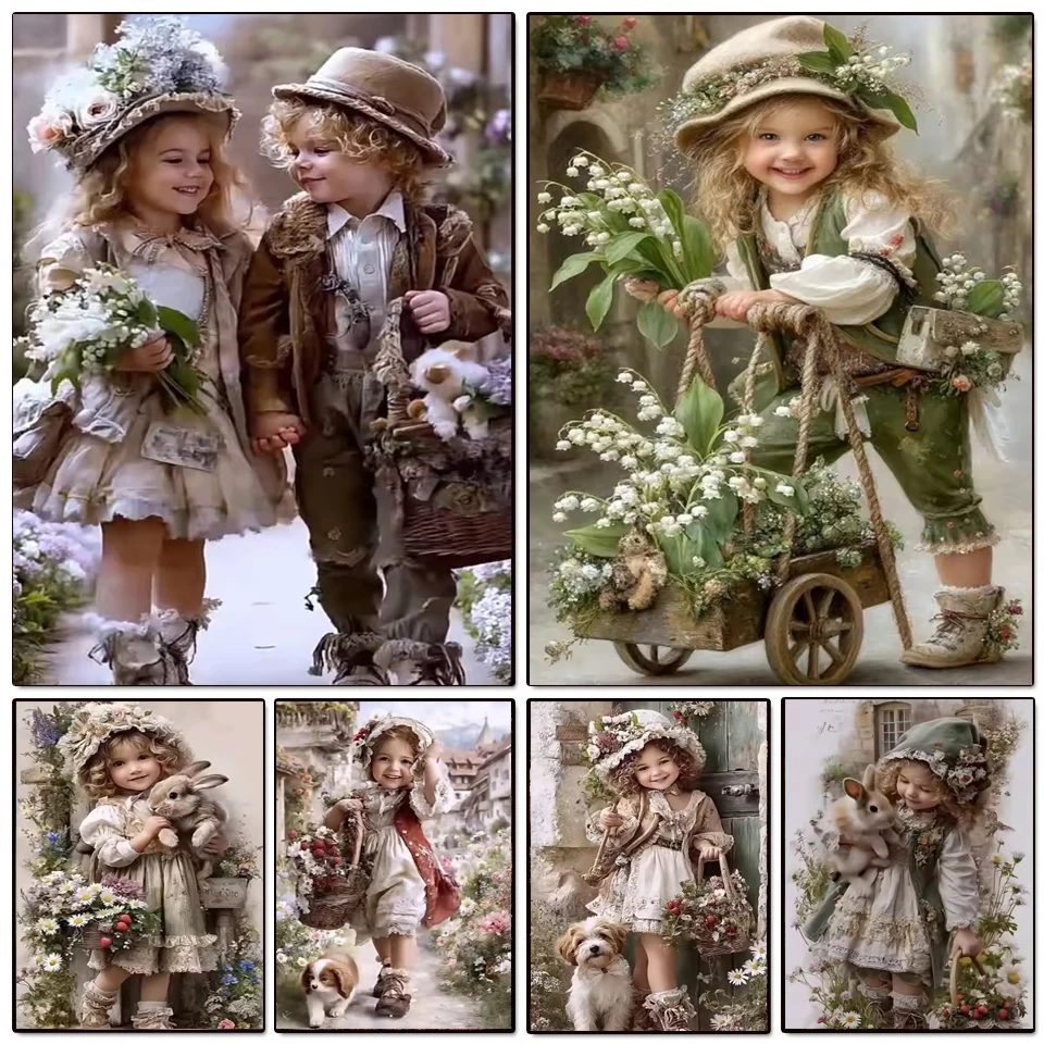 Diamond Painting New Arrival Girl First Love and Dog Rabbit Flower Diamond Mosaic 5D DIY Embroidery Art Cross Stitch Home Decor.