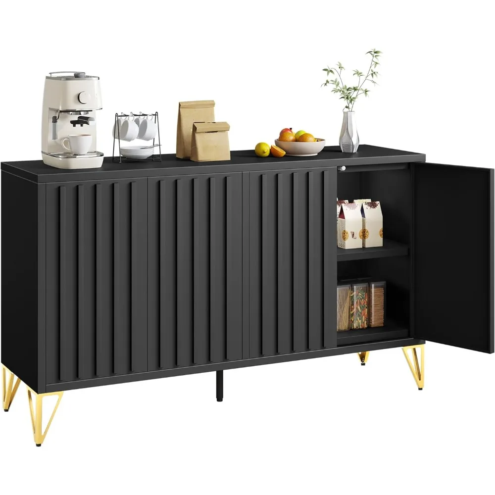 

Современный 55-сервант-буфет с регулируемыми полками, шкаф для хранения с металлическим акцентом для консоли в гостиной