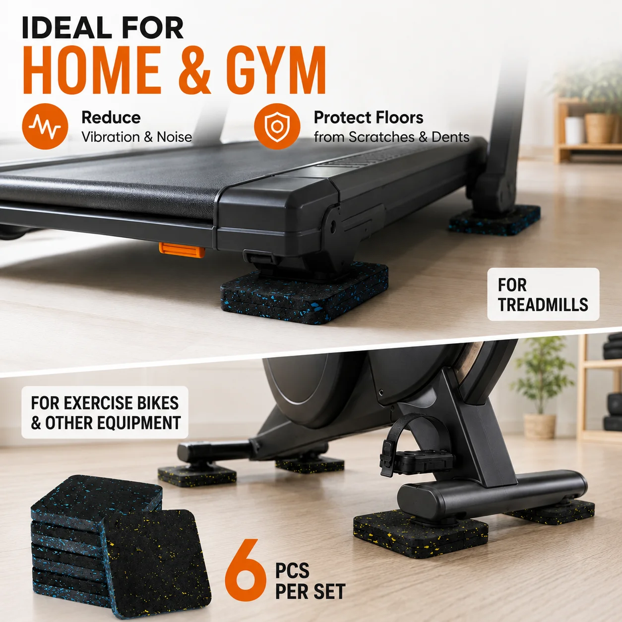 6Pcs Treadmill Mat 15mm Thick  - огляд і ціна Home Gym Rubber Flooring