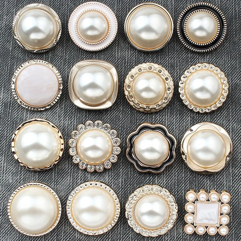 10pcs Women Brooch Buttons Pearl Buttons Plastic Shank Sewing Buttons for Clothing Decorative Bags Accessories Garment DIY Craft