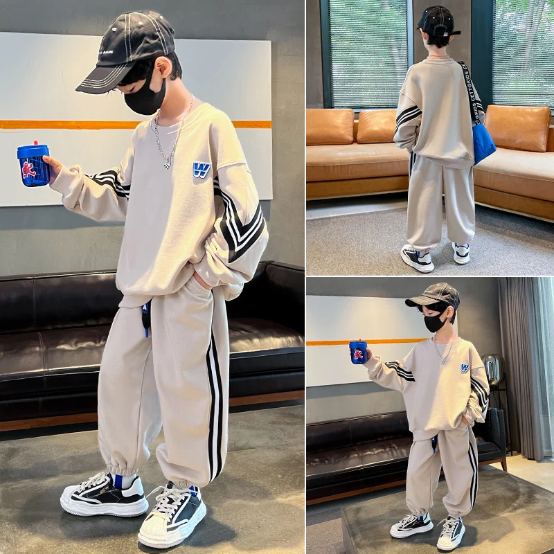 Children Sportswear Sets 2024 New Fashion Kids Suits Spring Autumn Boys Casual Pullovers Outfits Teenager Sports Top+Pants 2Pcs