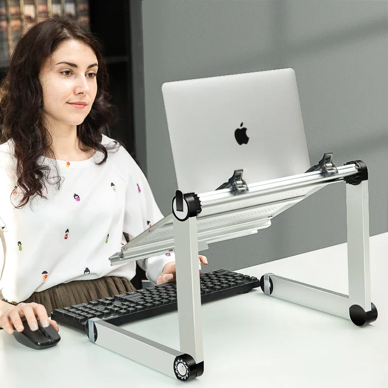 Portable Laptop Stand Foldable Height-Adjustable Monitor Table Space Saving Computer Holder Office Standing Workstation Solution