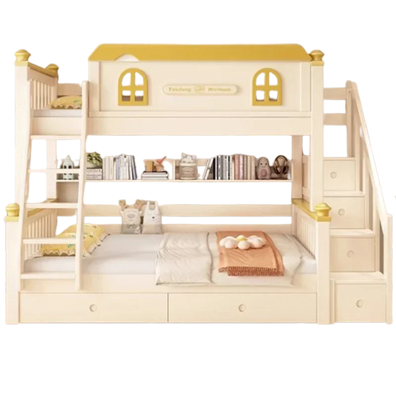 Children's bed double bed brother sisters apartment children's wooden double bed simple children's intelligent bedroom furniture
