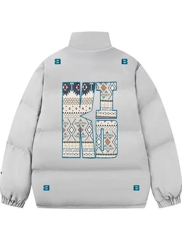 

American Sle Youthful Embroidered Cotton Jaet Men's Winter Outerwear Bread ape Warmth Comfortable Straight Cut Coat