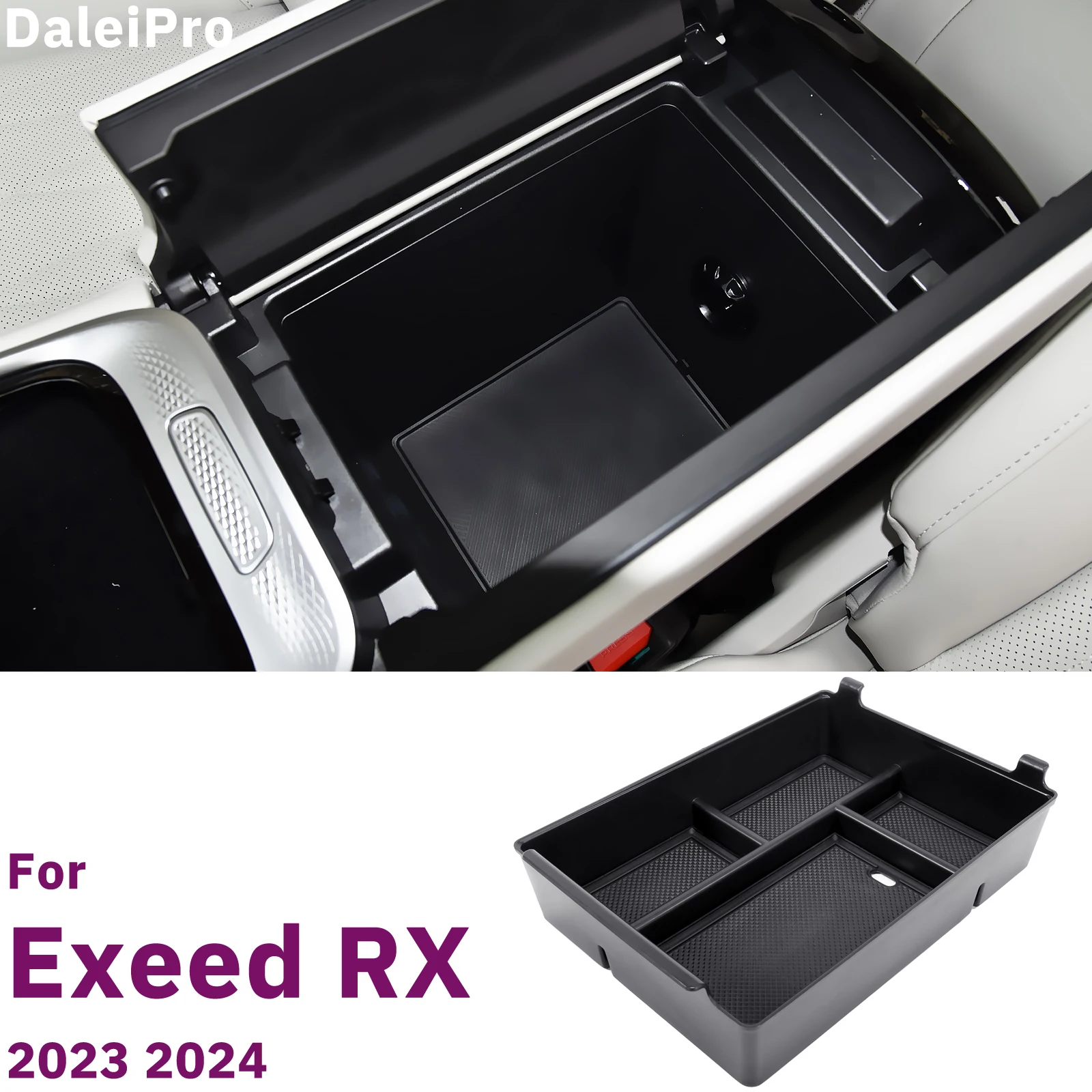 For Exeed RX 2023 2024 Center Console Organizer Tray Armrest Storage Box Layered Storage Box for Exeed RX Interior Accessories