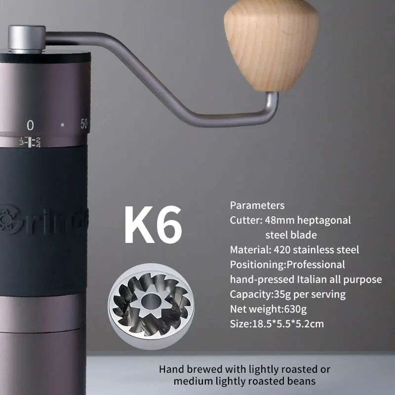 Kingrinder K7 K6 K2 Manual Coffee Grinder Aluminum Portable Coffee Grinder High-end Grinding Core Burr Coffee Grinders 35g image 3