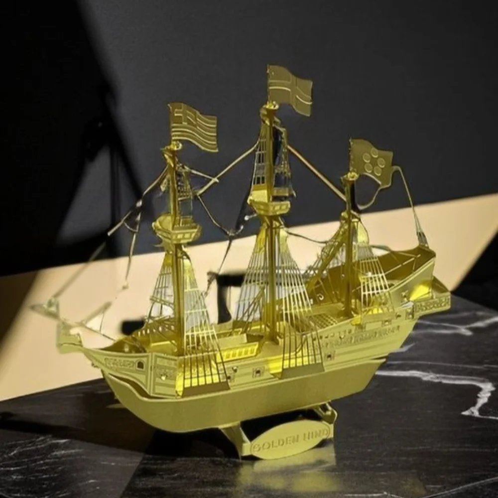 3D Stereoscopic Assembly Sailboat Model by Metal Etching (Metal Puzzle, Snap-fit Assembly, No Glue Required)