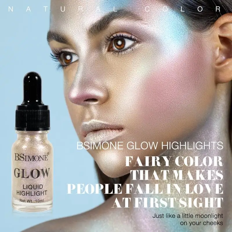 【HBA】BSIMONE 스파클링 리퀴드, 카멜레온 아이섀도우, 방수 및 땀 방지, 눈가와 쇄골용 하이라이터