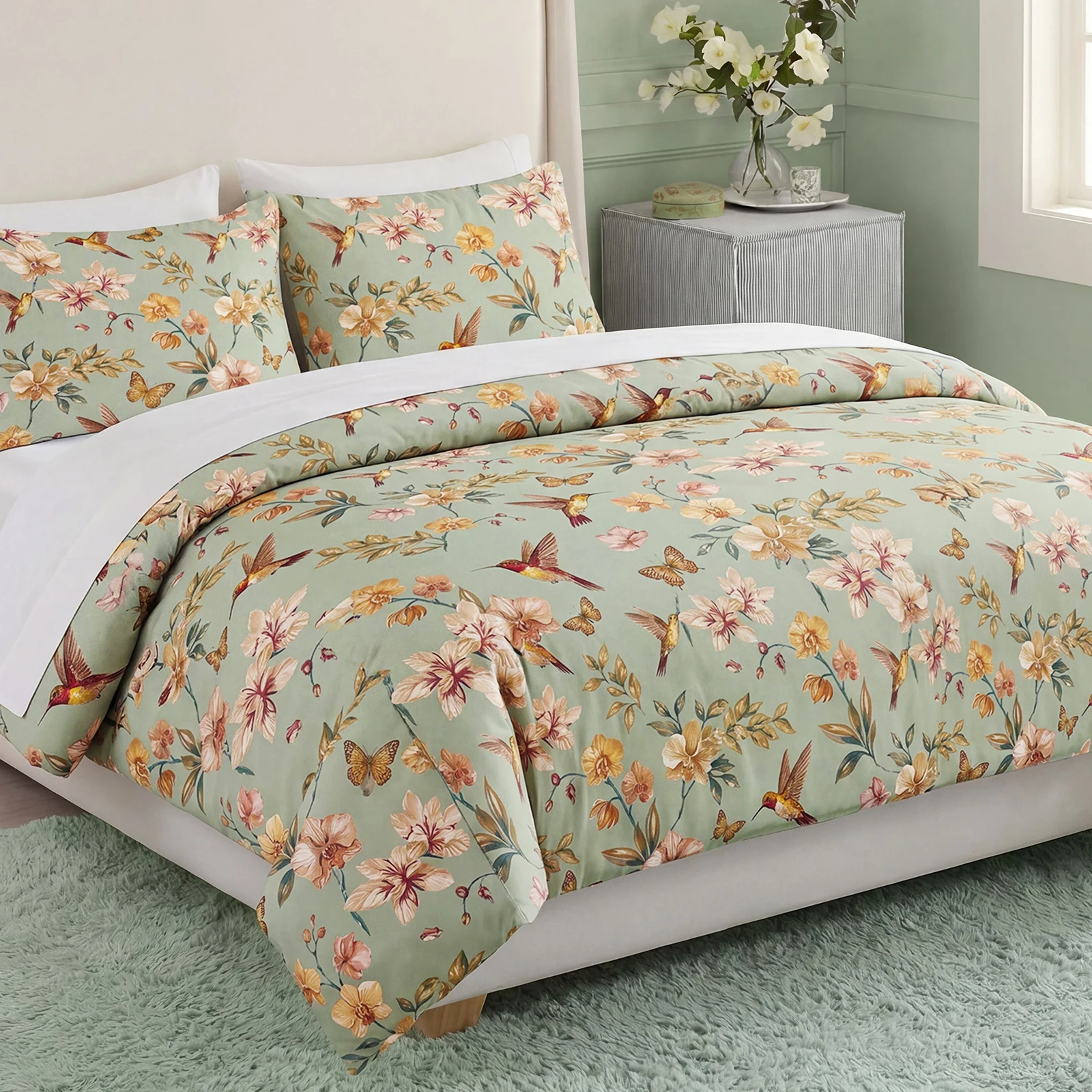 100% Cotton Duvet Cover Set Ki - Aesthetic Floral Duvet Cover ulasan dan harga