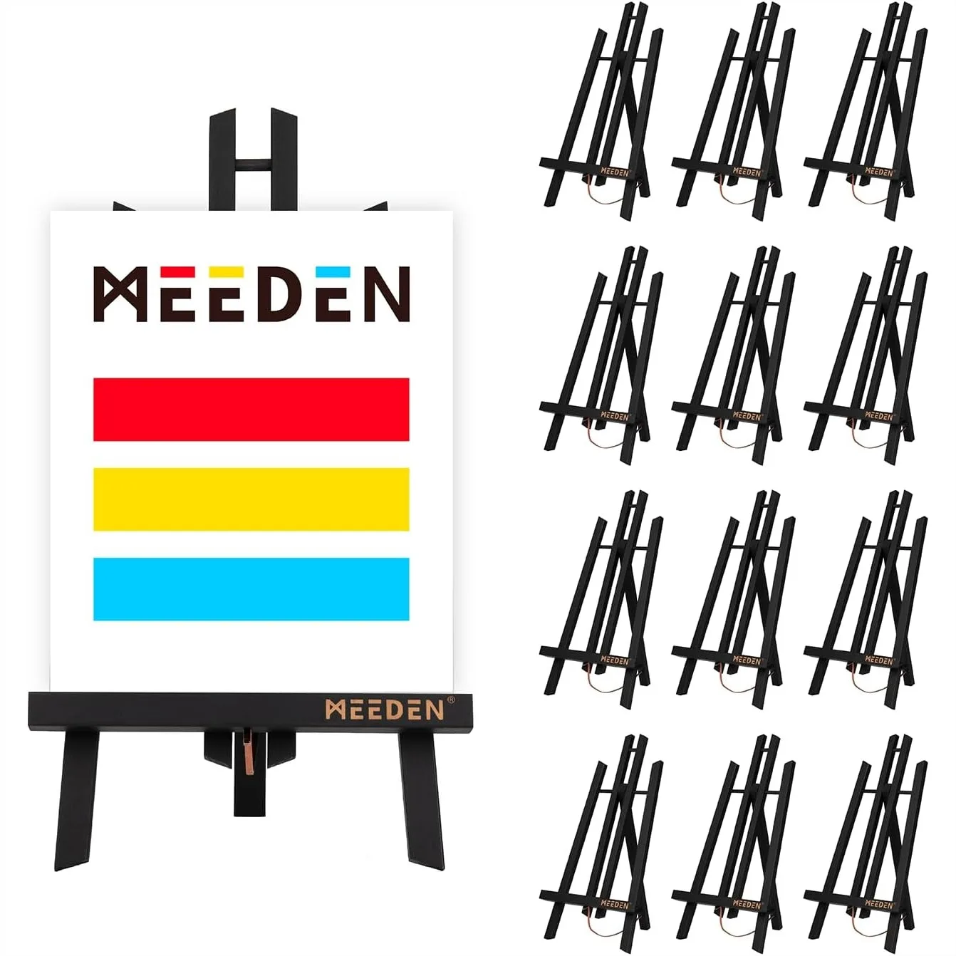 

Small Tabletop Easel Stand 16" 12 Pack Pine Wood Display Easel for Painting Signs Pictures Classroom
