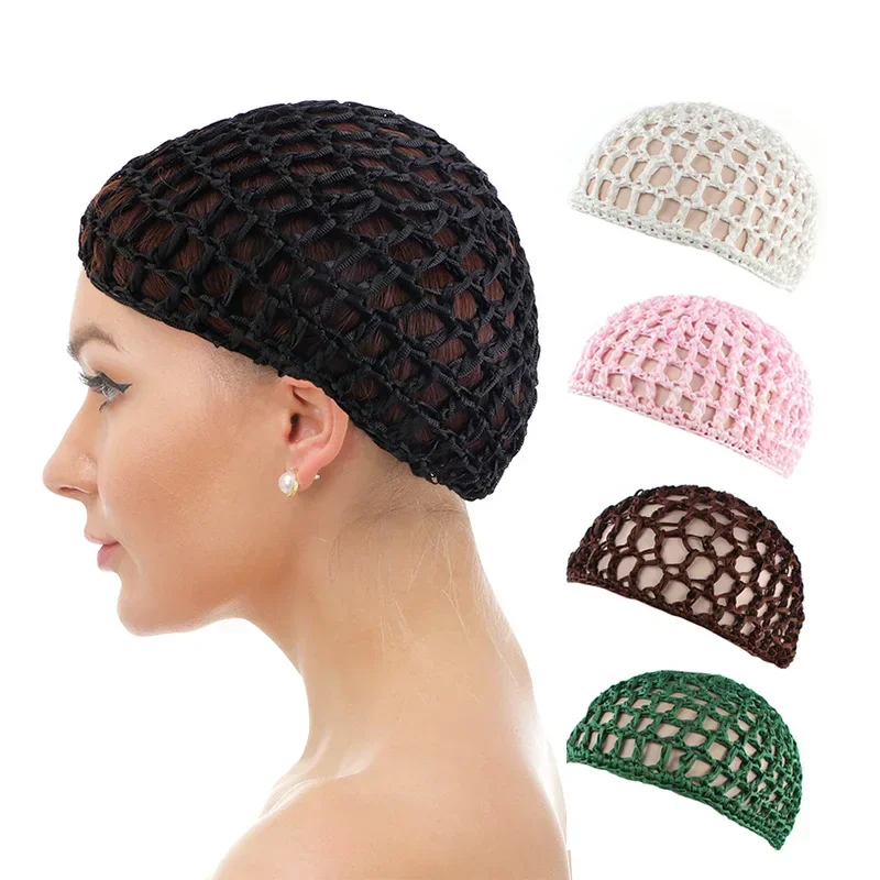 

Colorful Women Mesh Hair Net Cap Crocheted Snood Night Sleep Cover Turban Hat Headwrap Breathable Korean Hair Accessories