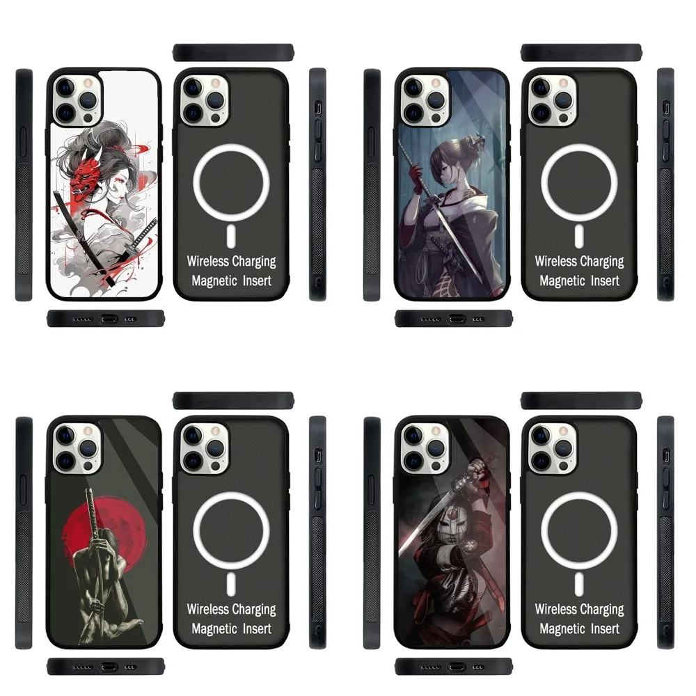 Samurai Warrior Geisha  Phone Case Strong Magnetic For IPhone 16,15,14,13,Pro,Max,Plus,11,12,Mini For Magsafe Wireless Charging