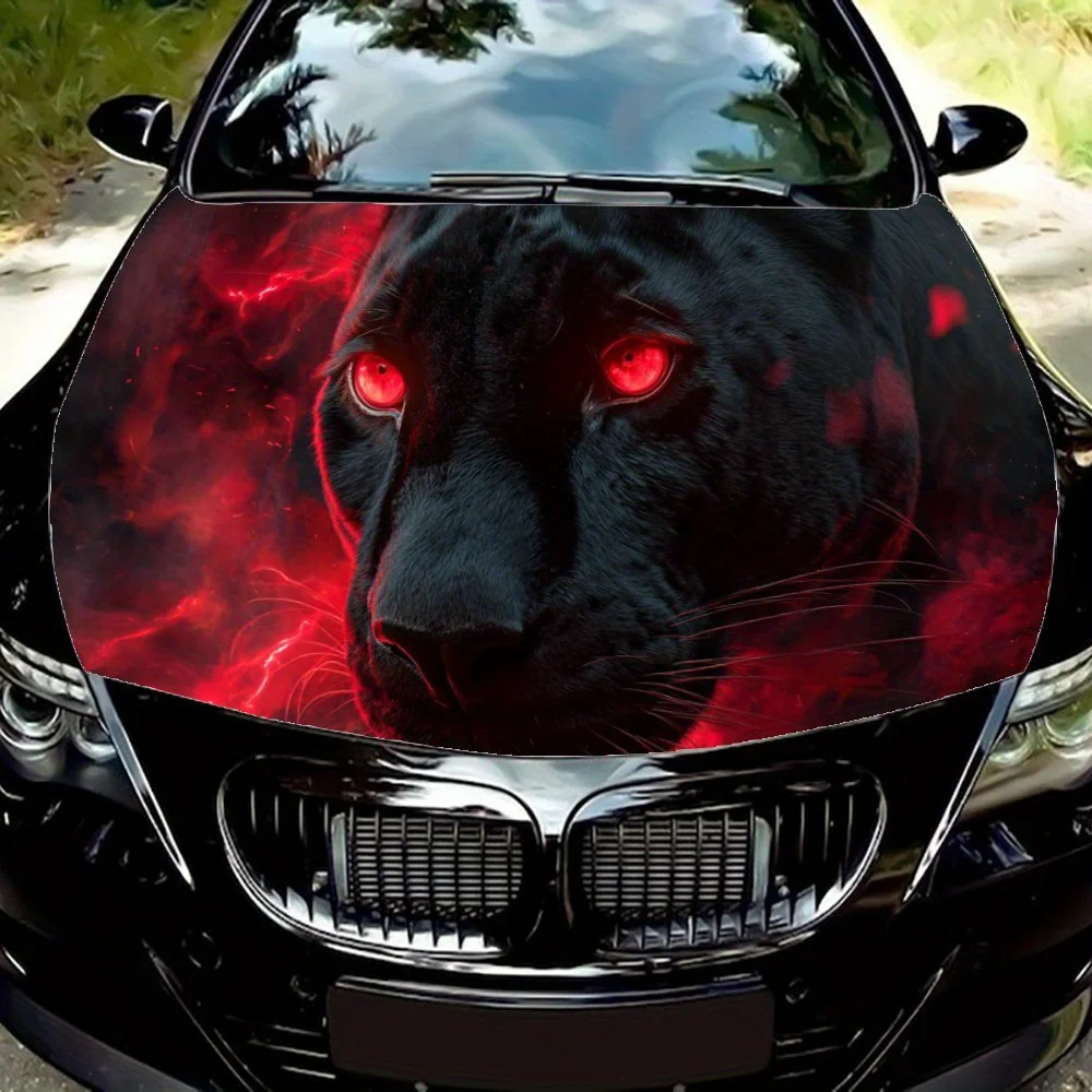 

Red - Eyed Black Panther Car Engine Hood Sticker, Auto Art Decal, Car Exterior Vinyl Wraps Decoration, Gift for Car Lovers, Uniq