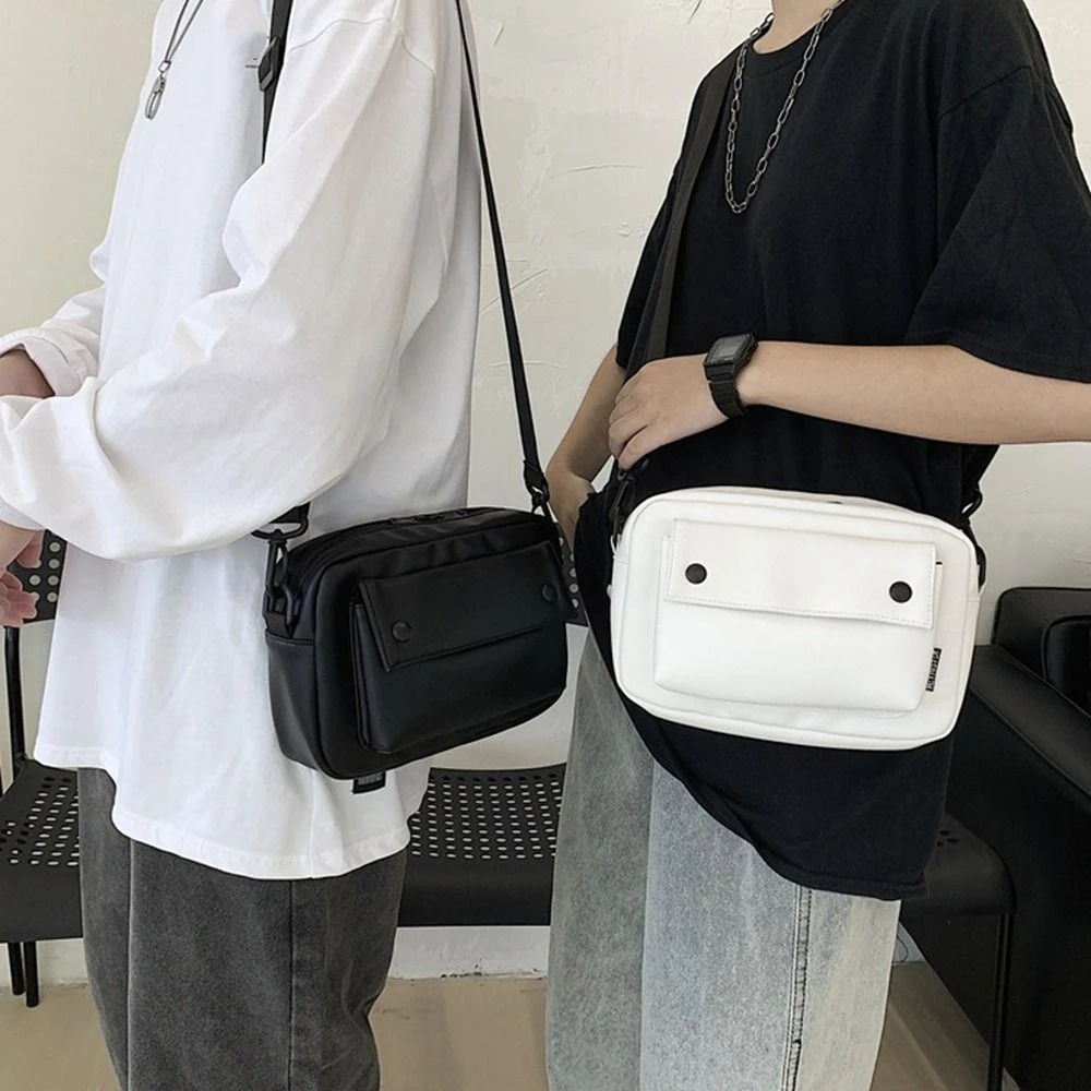 

Portable Korean Style Square Message Bag Large Capacity Causal PU Crossbody Bag Solid Color Sports Shoulder Bag Outdoor