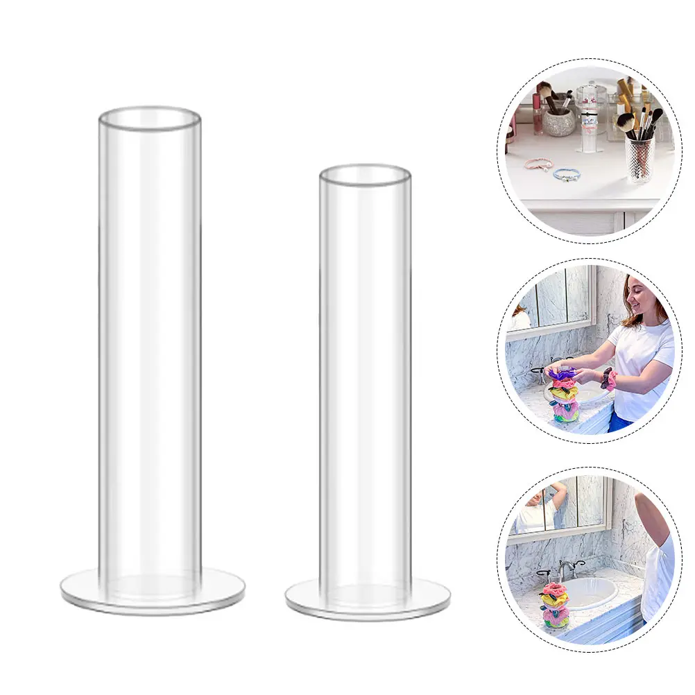 

2pcs Ring Display Rack Acrylic Sturdy Storage Stand For Hair Hoops Transparent Desktop Organizer Home Use Dried Flower