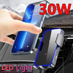 Wireless Charger Car Stand Phone Holder Dual Coil Fast Charging Station For Samsung Z Flip 4 3 2 S21 S20 S10 iPhone 15 14 13 12
