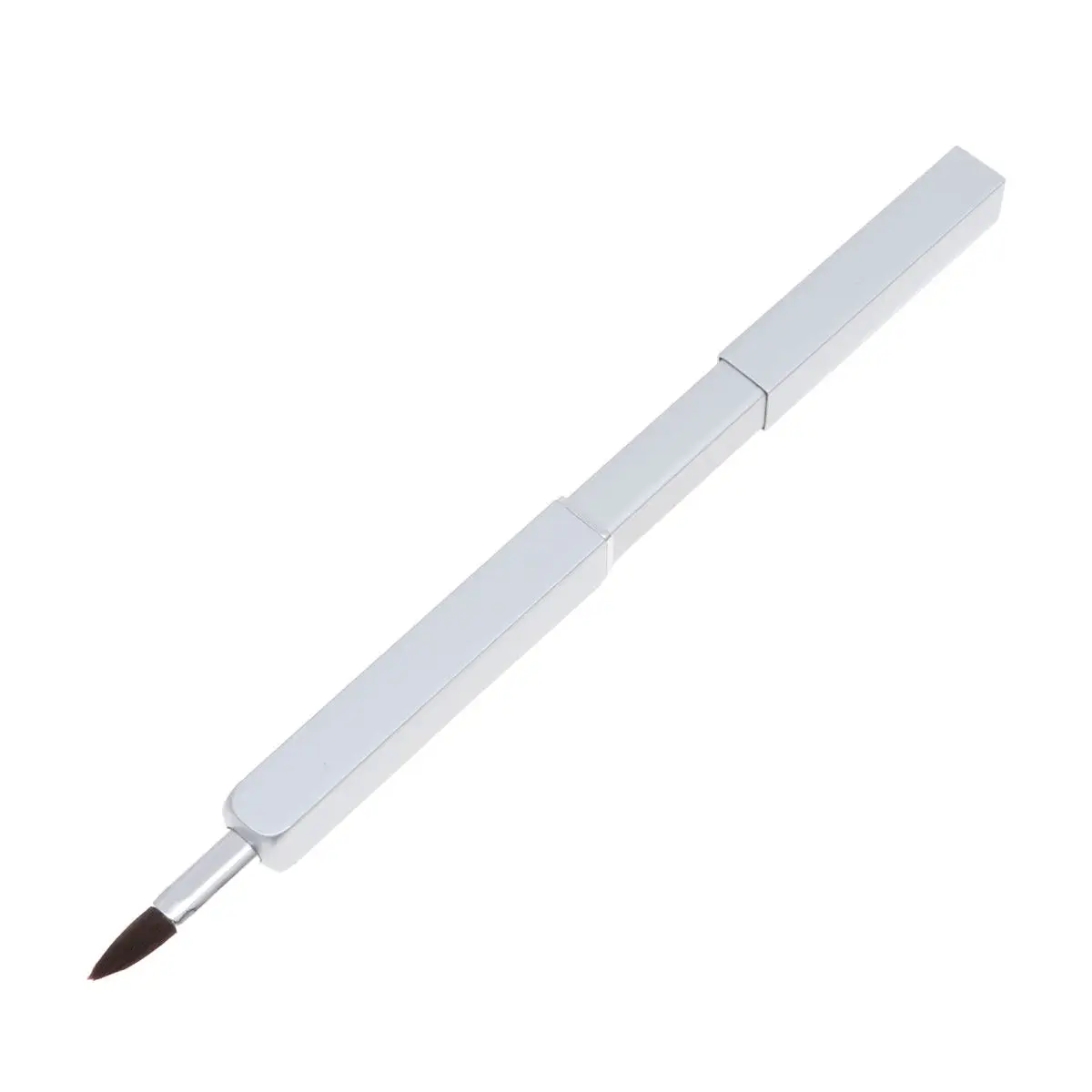 Pinceau à lèvres rétractable, fibres de nylon souples et élastiques, manche ergonomique, corps en métal léger, idéal pour les voyages et les trousses à maquillage.