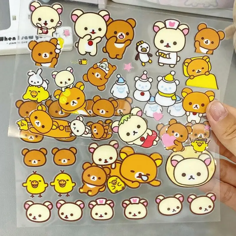 Large Multiple Water Cup Stickers Diy Rilakkuma Kawaii Crystal Transfer Printing Sticker Waterproof Scratch Resistant Stickers