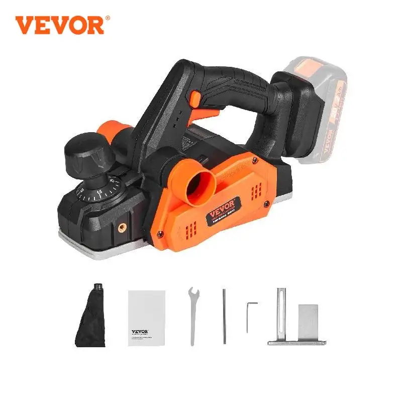 

VEVOR Cordless Electric Hand Planer 3-1/4" Width 16500 RPM with 5/64" Adjustable Planing Depth HSS Blades for Woodworking Use