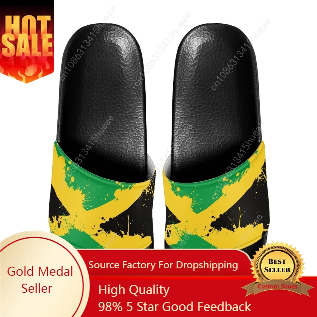 

Belidome Jamaican Flag Pattern Fashion Women Slippers Summer Casual Home Sandals for Female Girls Beach Slides Non Slip Shoes