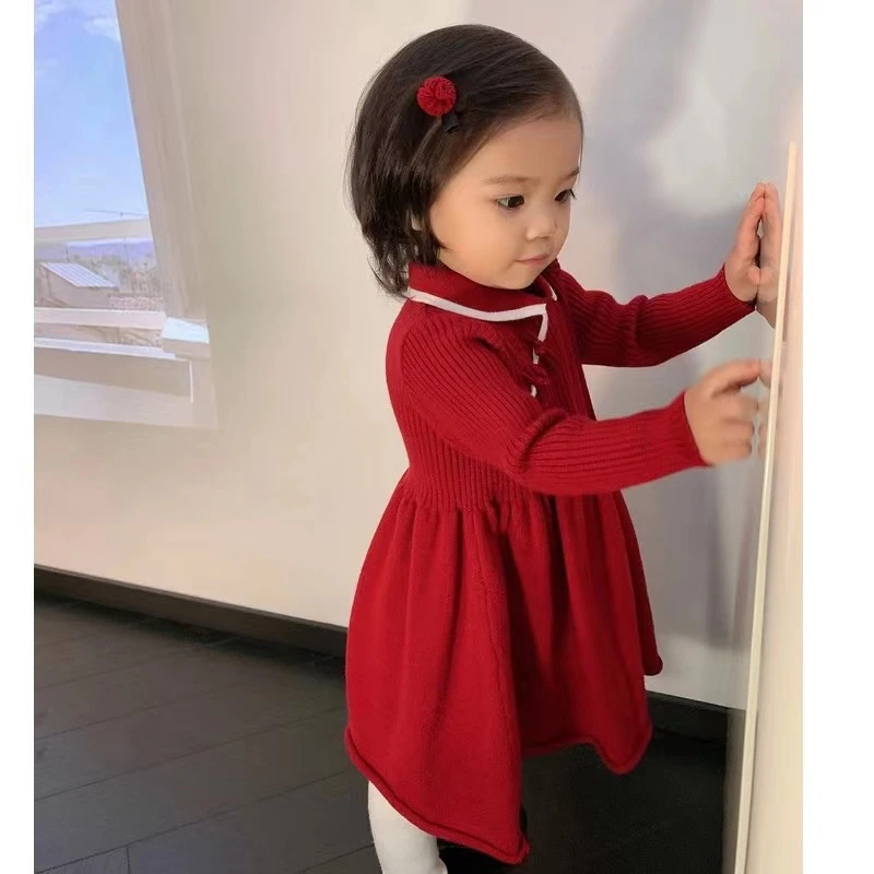 Happy New Year 2023 Mom And Girl Equal Christmas Dresses Autumn Toddler Girls Sweater Dress Chinese Style Women Knit Clothes