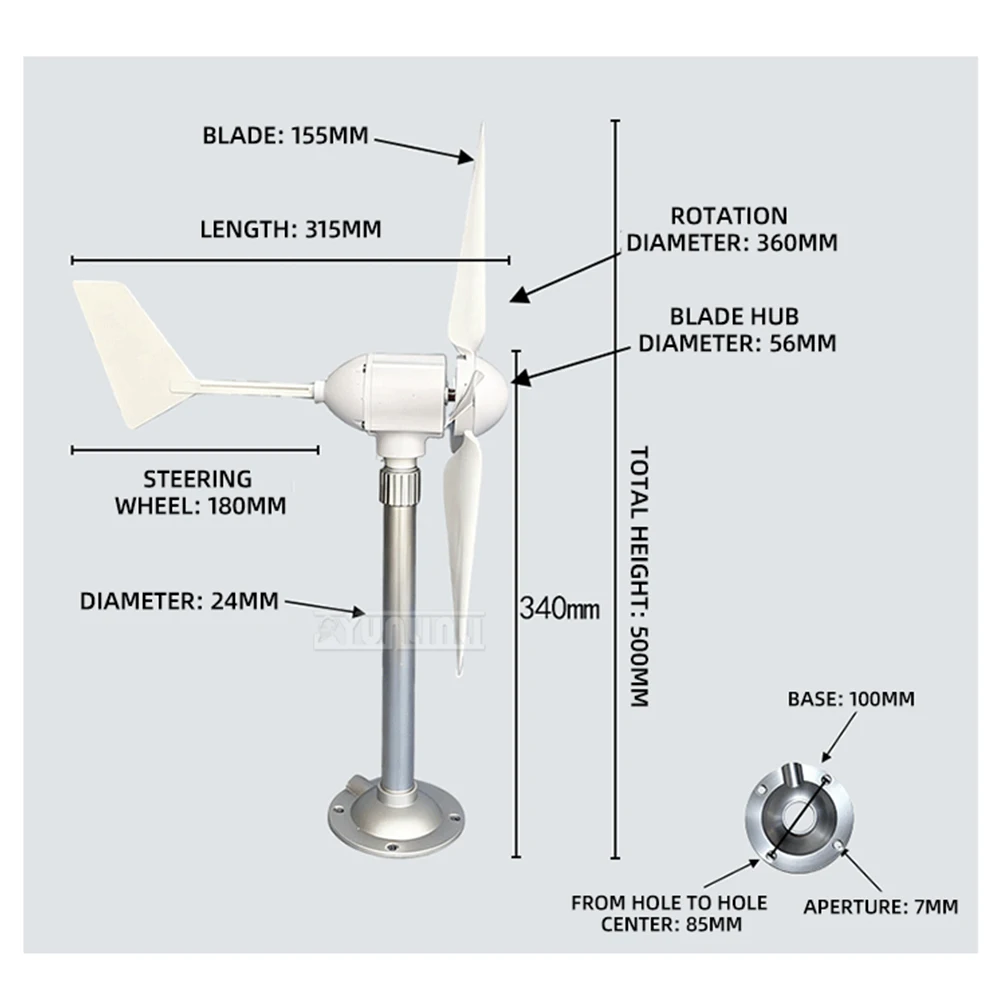 5-blade micro wind turbine generator Three-phase permanent magnet brushless model Experimental windmill outdoors DIY