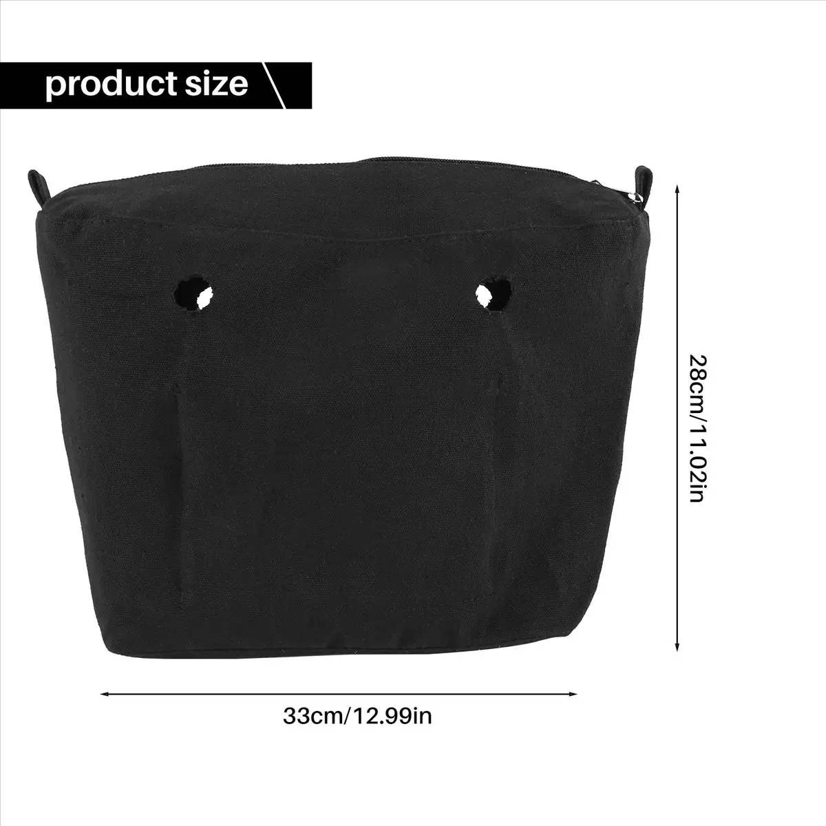 [Trending Offer] Waterproof Solid Canvas Insert Inner Lining Insert Zipper Pocket for Obag O Bag Handbag Bag Black Mini