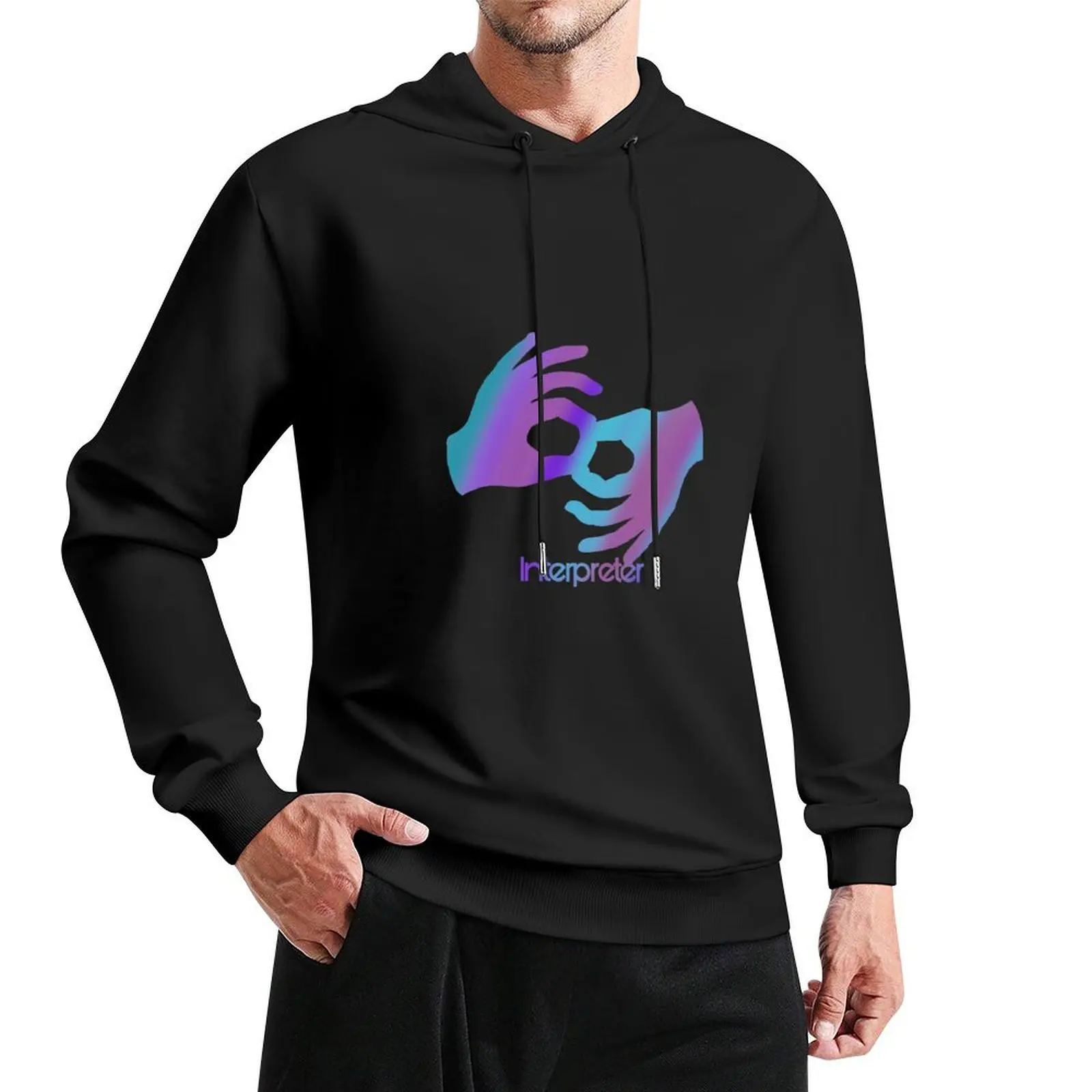 

Multicolor Asl sign for interpreter Pullover Hoodie graphic t shirts men hoodie oversize