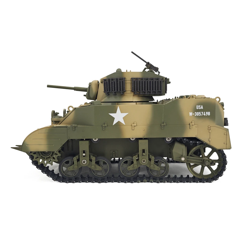 CoolBank 1/16 RC czołg plastikowy USA Stuart model G2080 dwukolorowy kamuflaż odrzut lufy bojowy zabawki outdoor dla chłopców