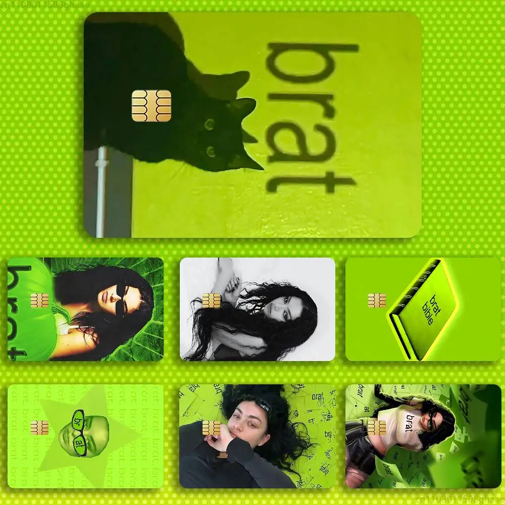 

Brat Charli Xcx Sticker Film Tape Skin for Credit Card Debit Card Cartoon Waterproof Stickers Small Chip