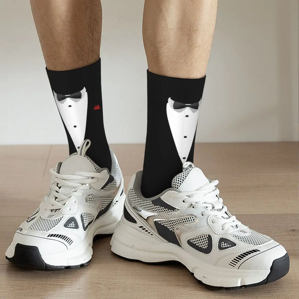 Diseño de esmoquin con pajarita para bodas y ocasiones especiales calcetines Harajuku medias de alta calidad calcetines largos para todas las estaciones