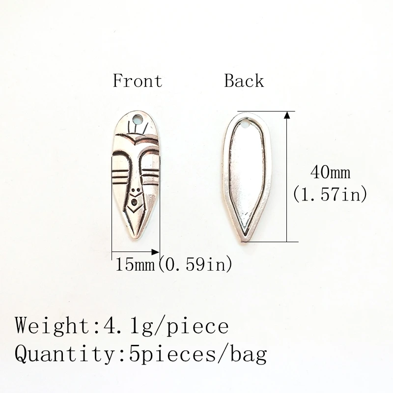 Statues particulières en alliage de Zinc, 5 pièces, breloques de bouclier facial, pendentifs, collier à faire soi-même, accessoires de bijoux, nouvelle mode