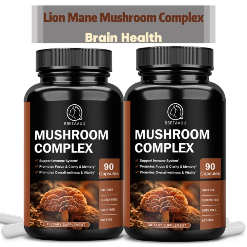 

BBEEAAUU Organic Lion's Mane Mushroom Complex Capsule Brain Memory Supplement Memory Concentration&Immunity Smarter Brain Health