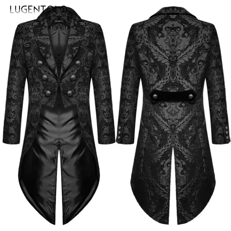 Männer Gothic Steampunk Frack Jacke Jacquard viktoria nischen Vintage mittelalter lichen Party Mantel Prom Renaissance Kostüm Homme neuen Smoking