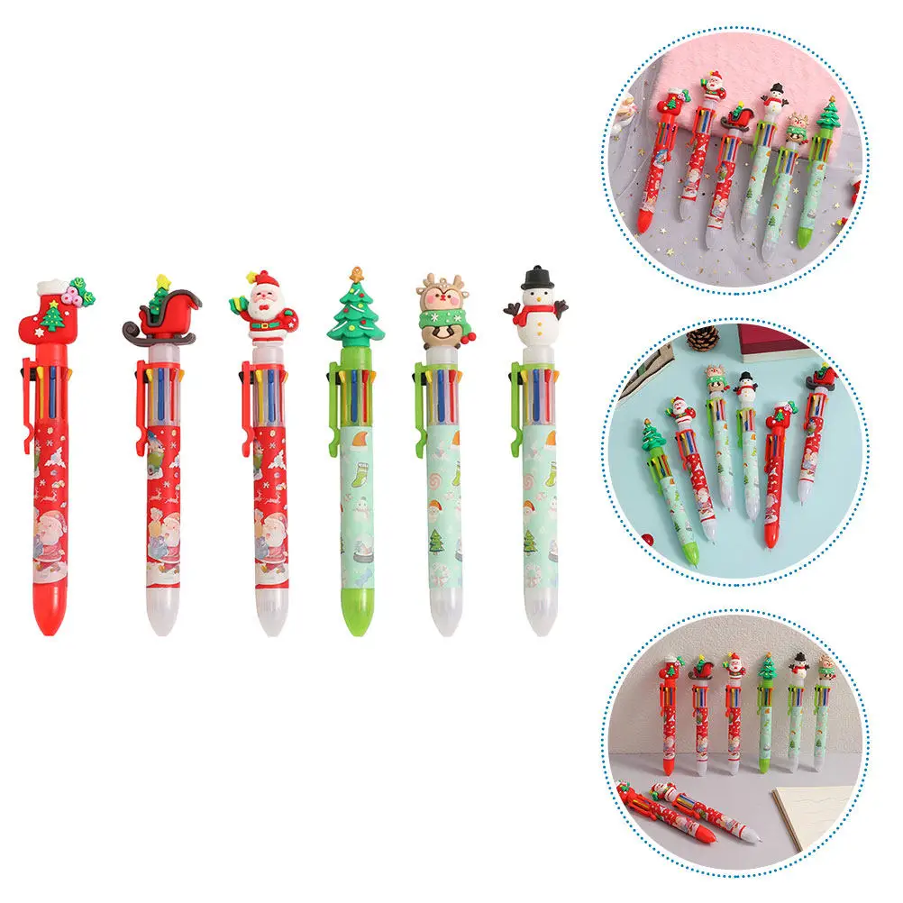 

Набор из 6 забавных ручек с дизайном оленя и снеговика, быстросохнущие чернила, портативные ручки для работы, учебы и праздников