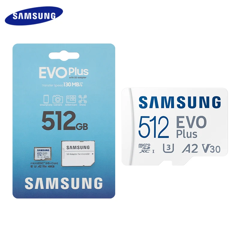 Samsung Evo Plus micro sd Card 64GB 128GB 256GB 512GB 4K U3 V30 A2 Memory Card High-Speed Up to 130MB/s  SD Adapter for microSD