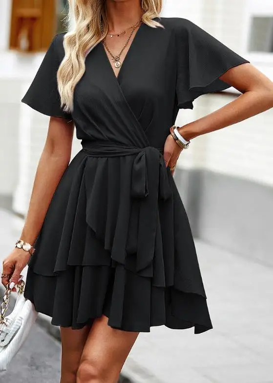 Women's Dress 2026 Spring and Summer Strap Solid Color A-Line Dress Temperament Commuting Retro Elegant Dress