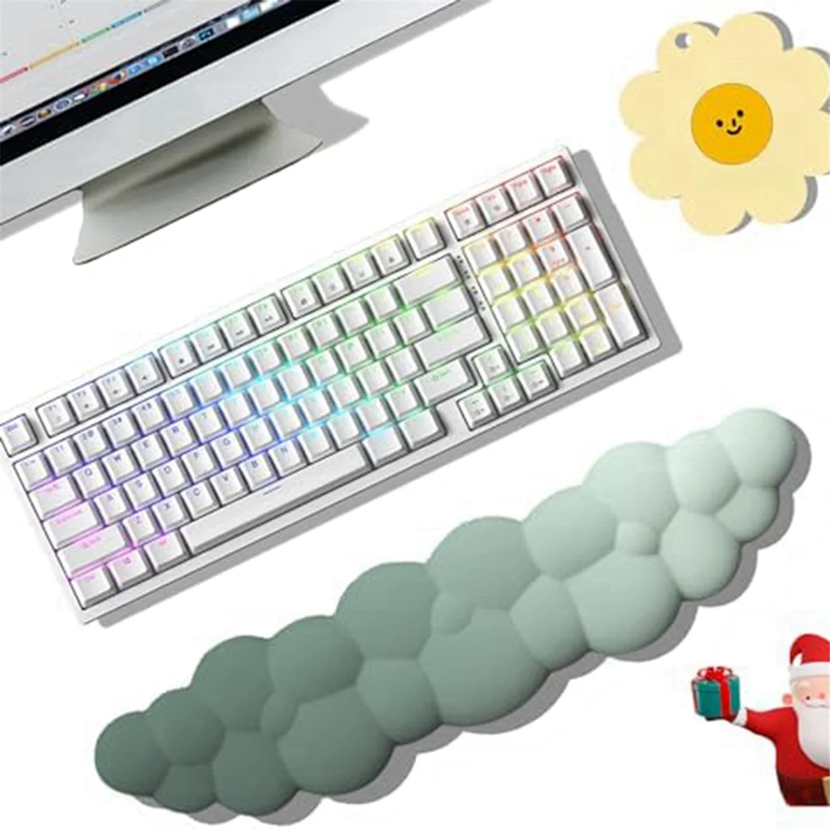 H-Keyboard Wrist Rest Pad, Ergonomic Design Effective Wrist Pain Relief Arm Rest Desk, Cute Cloud Decoration Gift