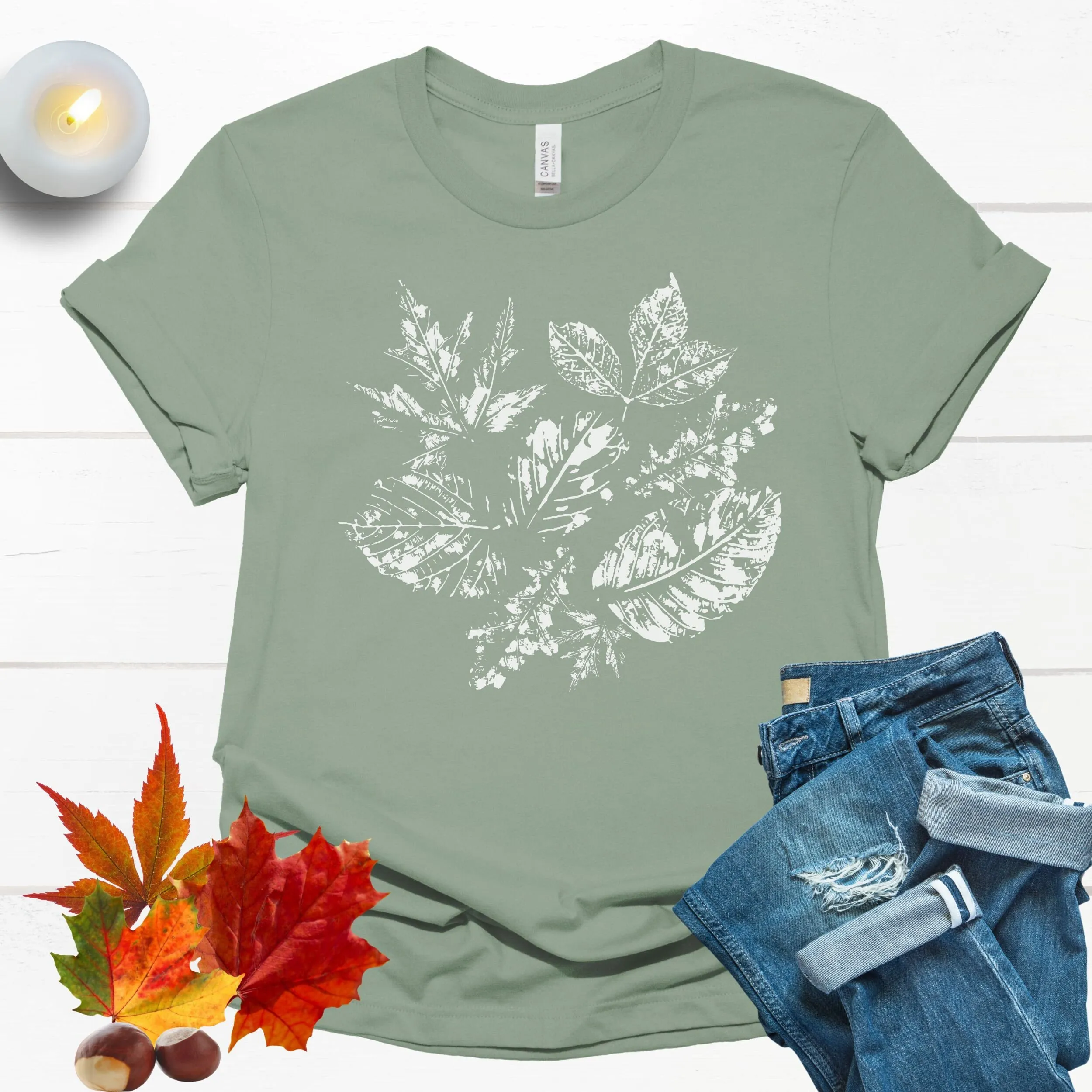 

Футболка с потертыми осенними листьями и нашивкой в виде тыквы, женская осенняя модная одежда