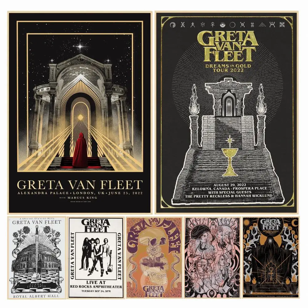 band G-Greta Van Fleet-T Painting Calligraphy Boho Botanical Decor for Living Room Elegant Home Style