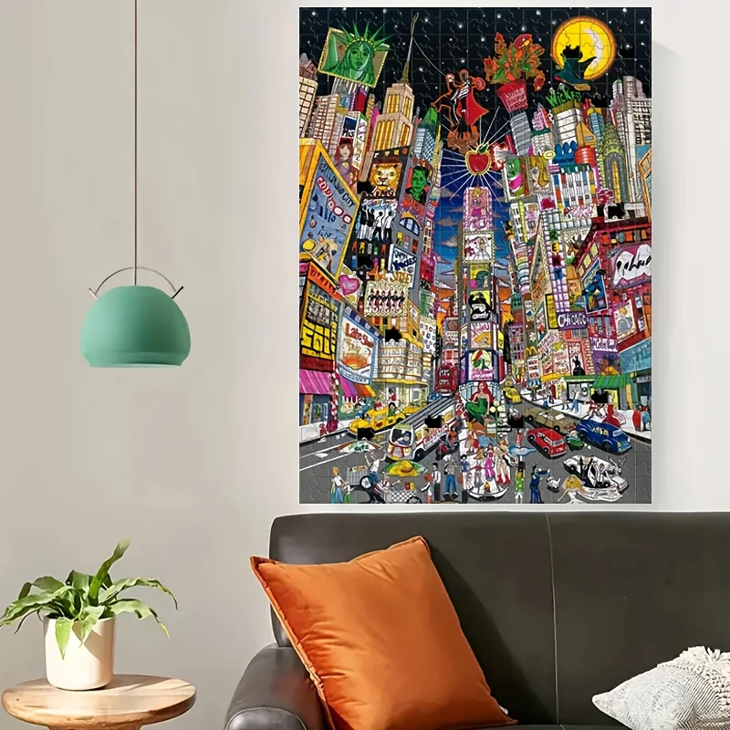 1000 قطعة من ألغاز مدينة نيويورك تايمز المربعة - أفق مدينة نيويورك المتشددين مع تاكسي أصفر، تمثال الحرية، تحدي اللغز لـ Adu