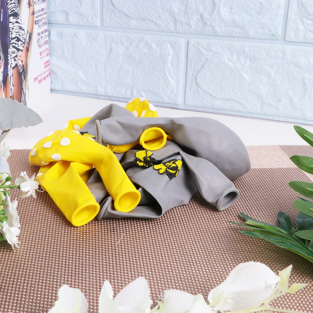 

10Pcs Latex Bee Balloons 12 Inch Party Decoration Set for Birthday Theme Shower Celebration Favor Kit Yellow Dot