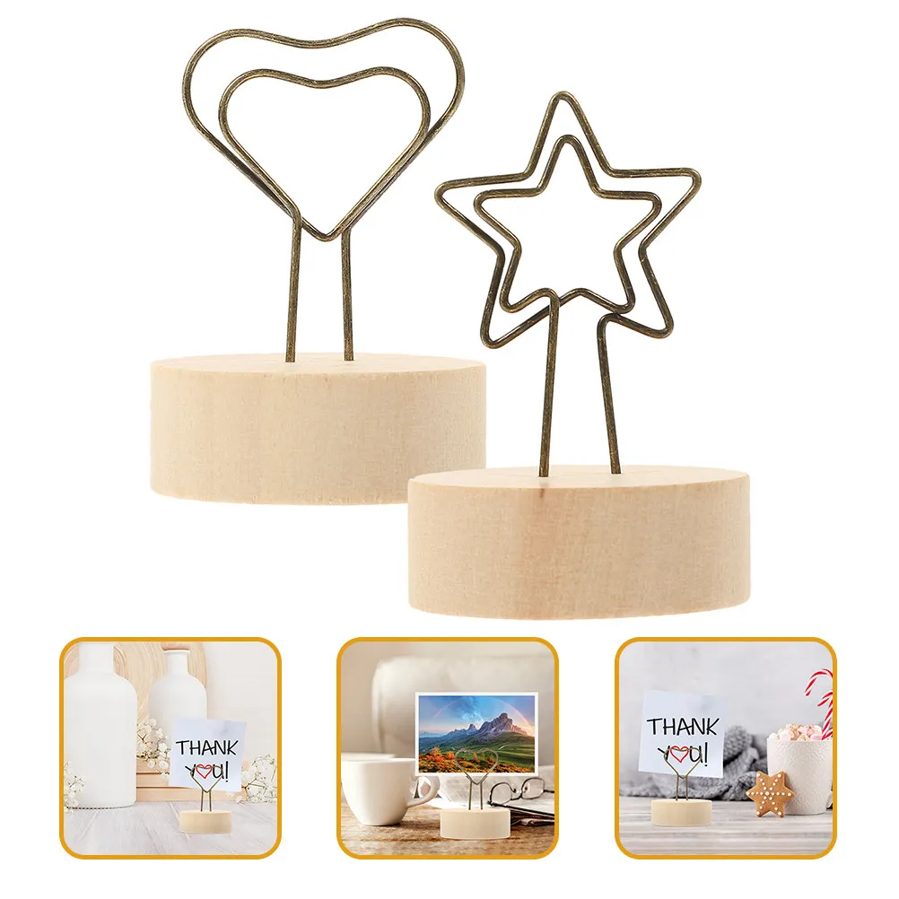 

8Pcs Table Number Holders Photo Clips Wood Base Place Card Stand Wedding Party Centerpiece Memo Note Clip Table Number Holders