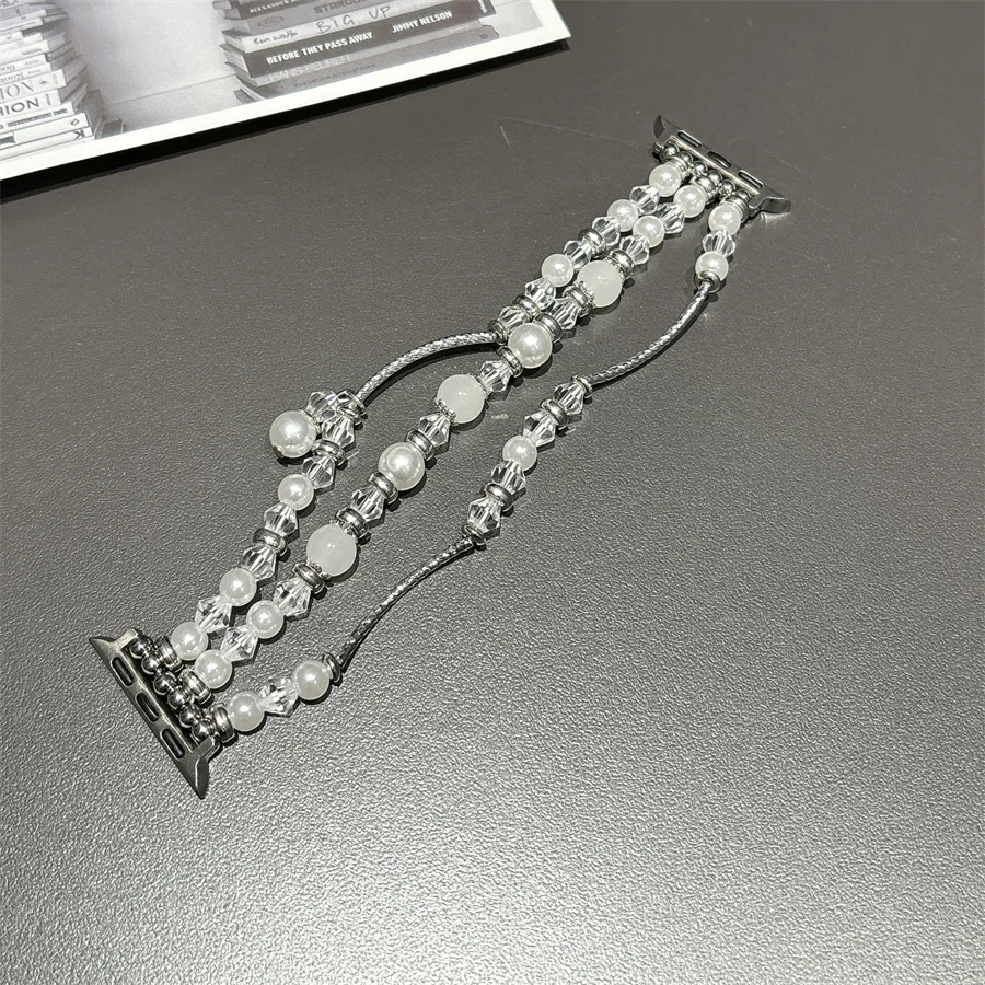 Criativo Bohemian Pearl Crystal Beading, Compatível com Correia iWatch, Verão, Novo Produto, 38mm, 40mm, 41mm, 42mm, 44mm, 45mm, 49mm